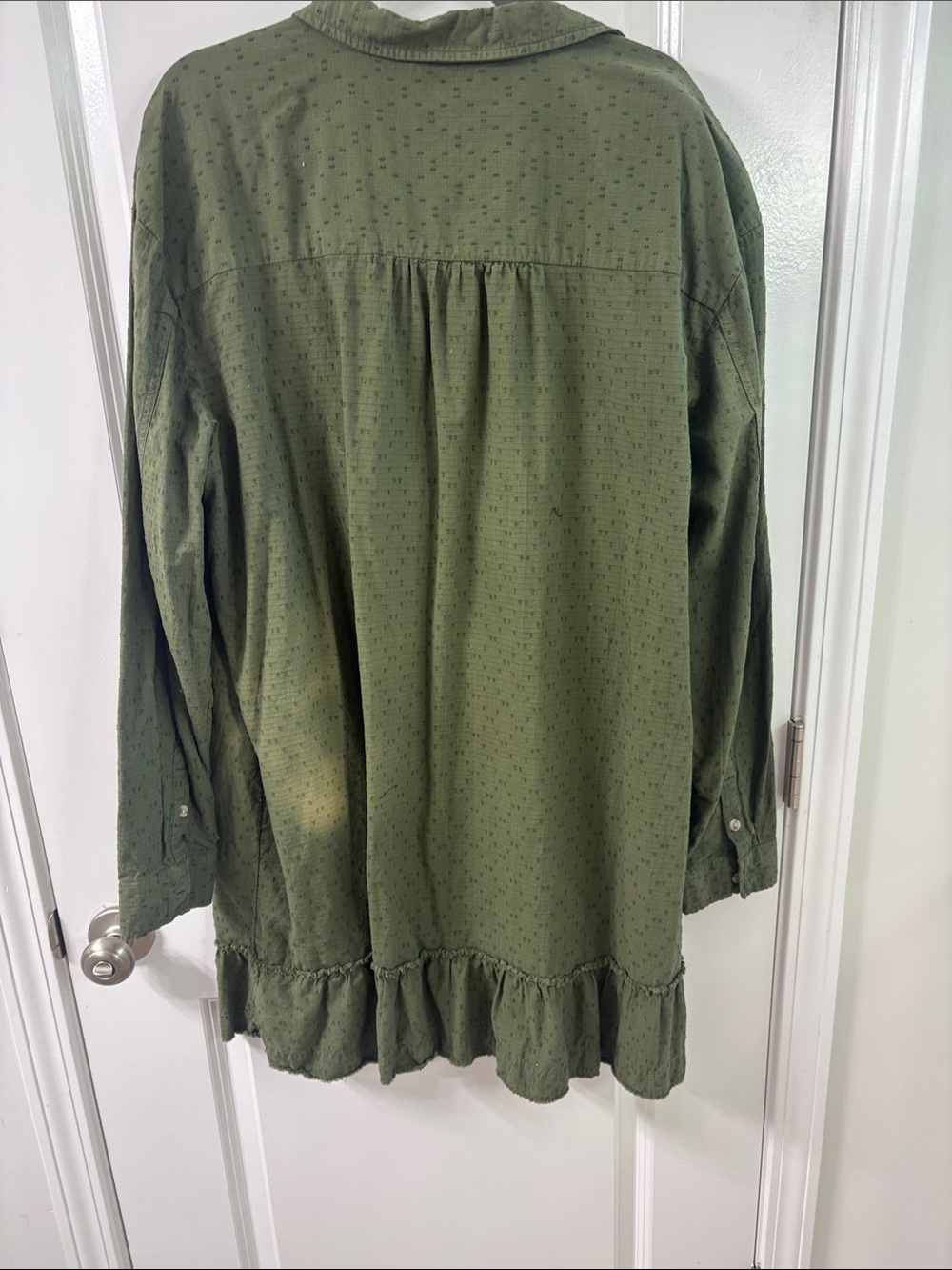 Wonderly Olive Green Button-Front Ruffle-Hem Dress - Picture 4 of 4